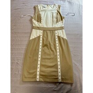 Bebe color block bandage dress in shades of beige and cream, size M
